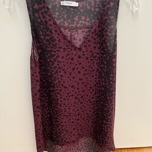 Vince S silk maroon and black tunic style tank